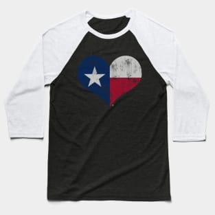 Vintage Texas Flag Heart Love Home Family Texan Baseball T-Shirt